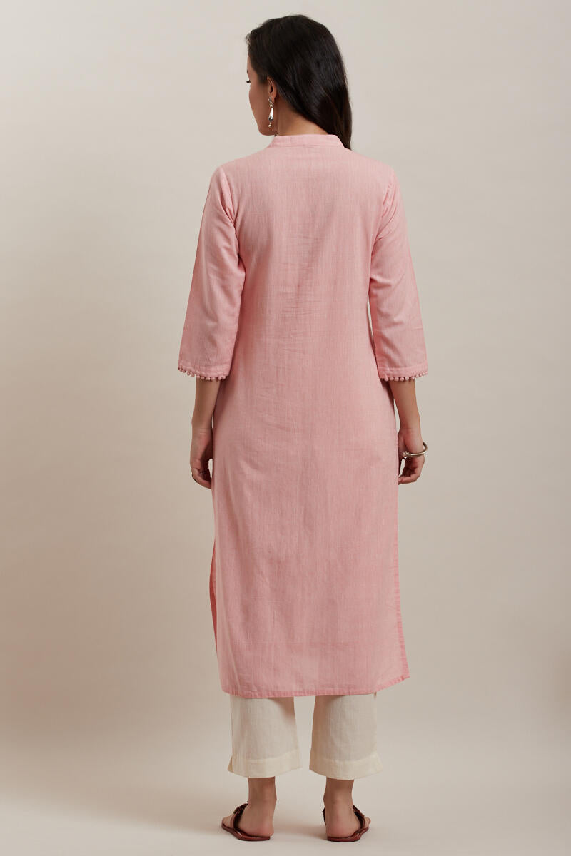 Kashida Light Pink Kurta