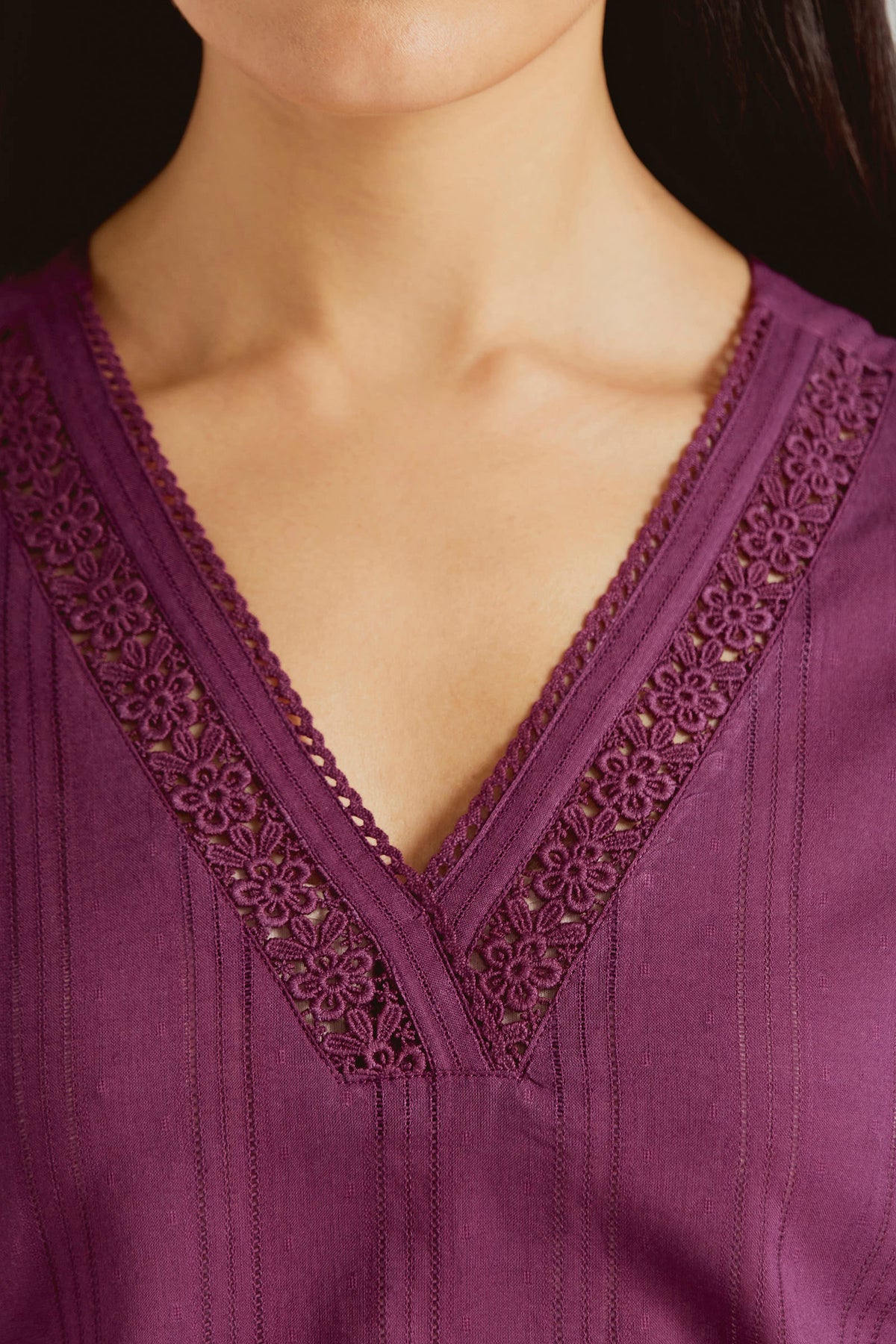 Roza Sehr Plum Kurta