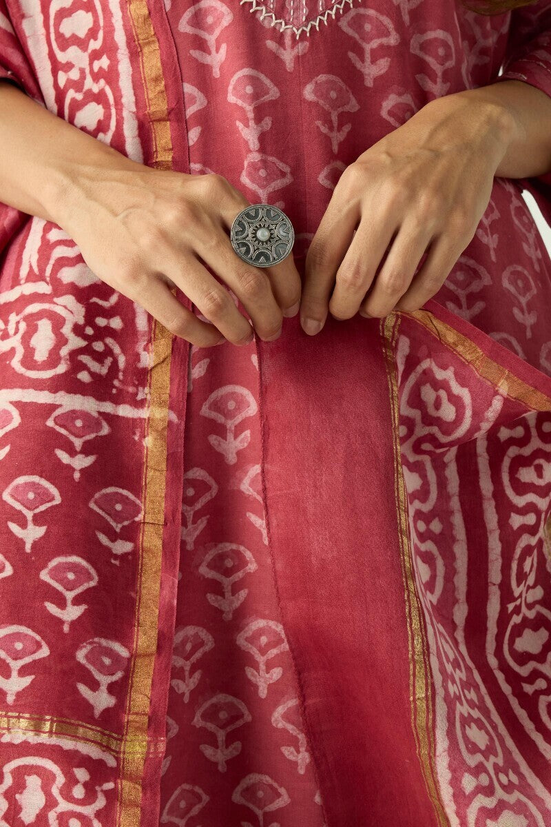 Sehra Zarah Pink Dabu Chanderi Dupatta