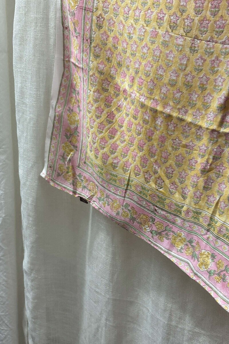 Pink Hand Block-Printed Saree