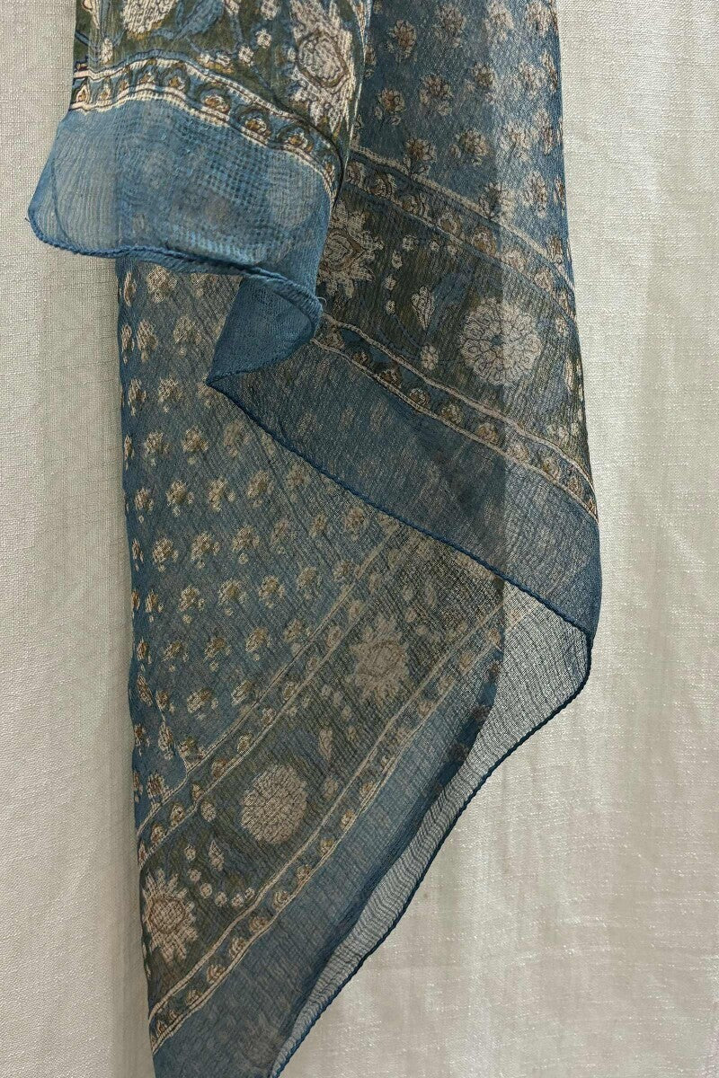 Green Hand Block-Printed Dupatta