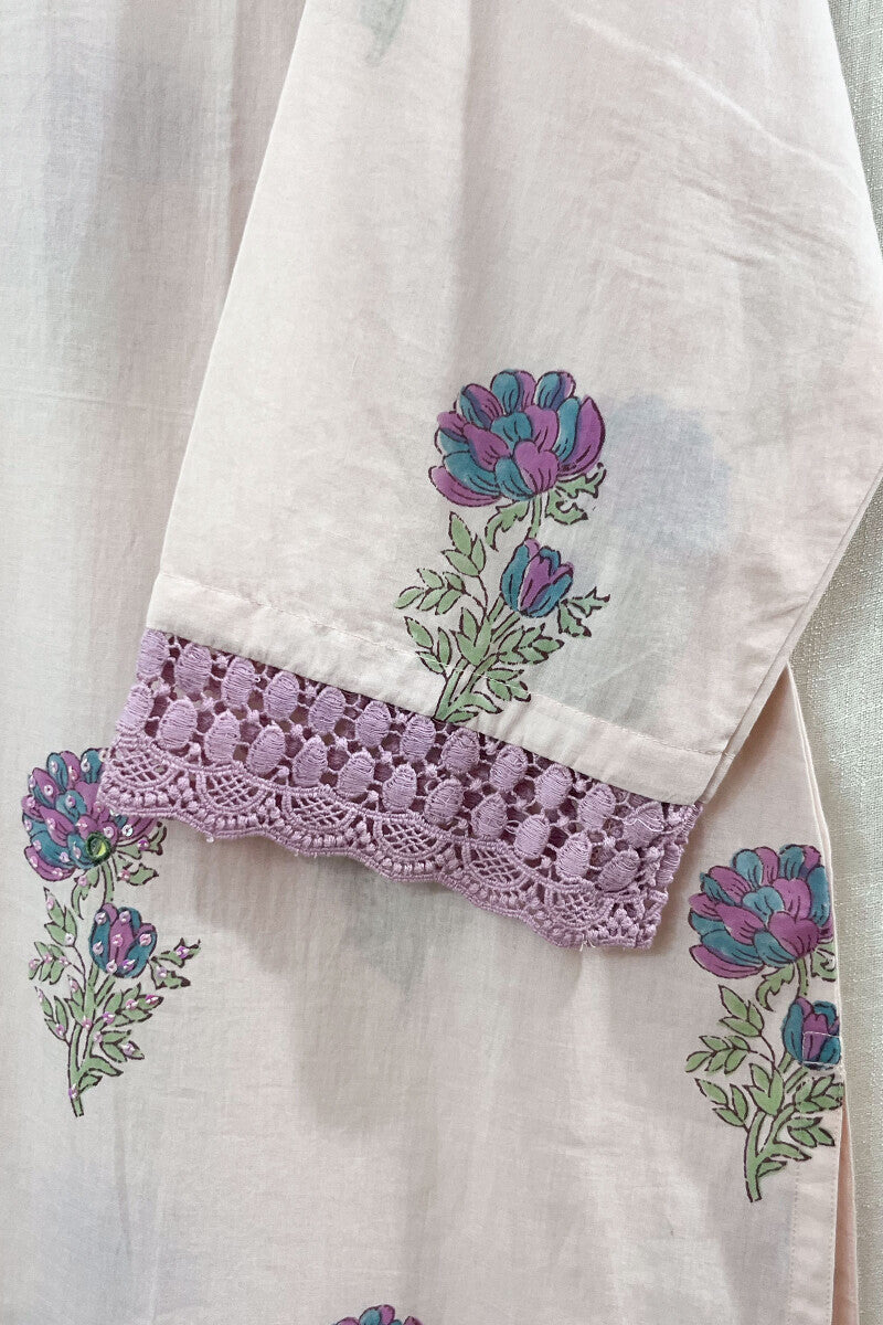 Pink Sanganeri Cotton Kurta