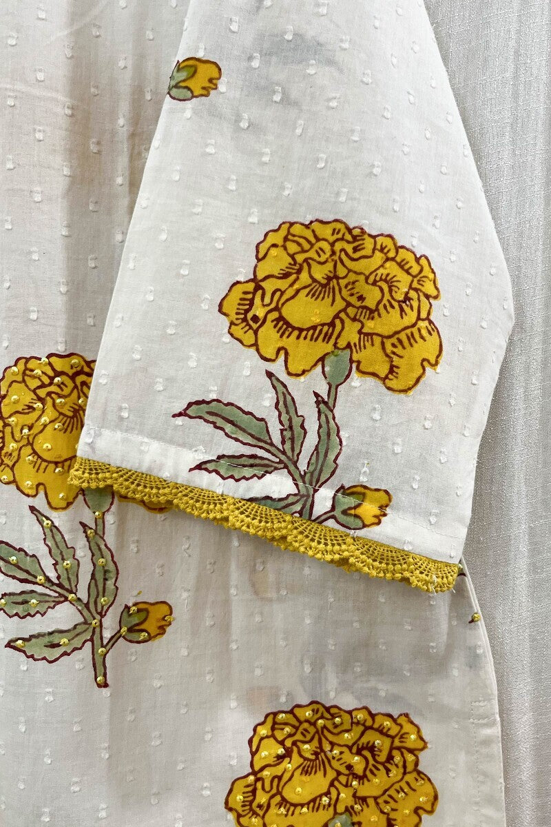 White Straight Sanganeri Kurta