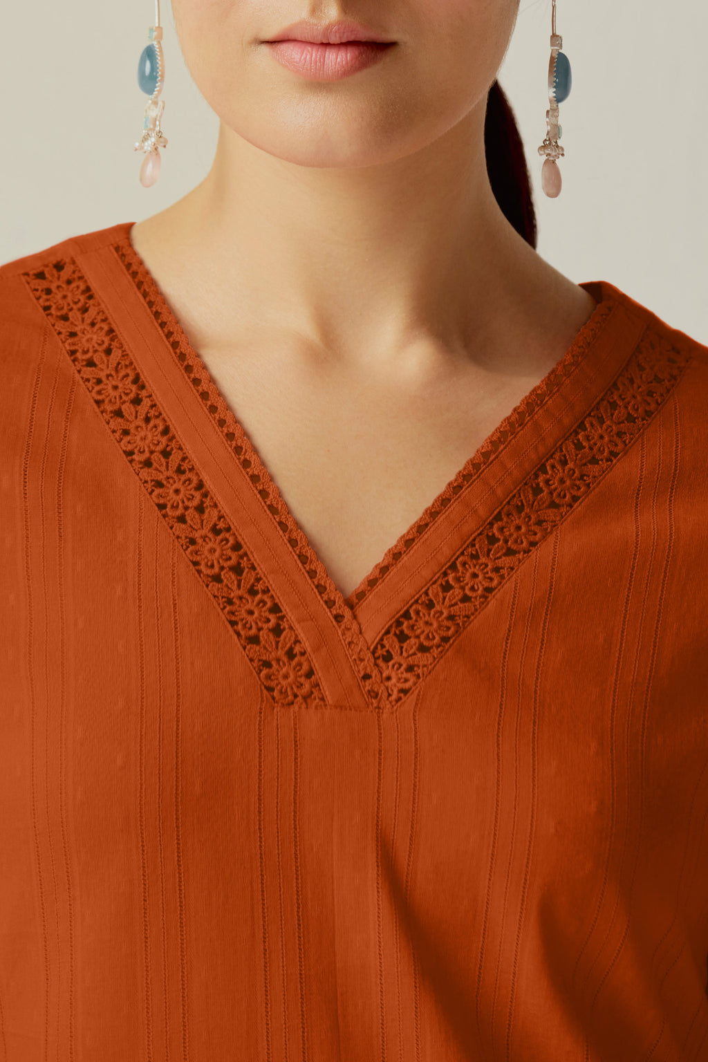 Roza Farhat Rust Orange Kurta