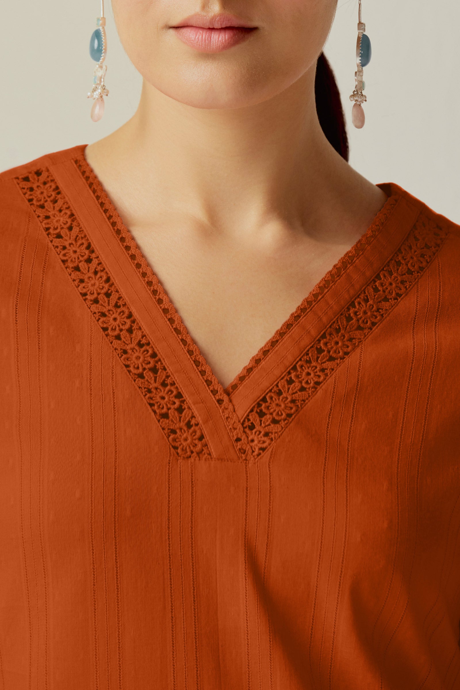 Roza Farhat Rust Orange Kurta