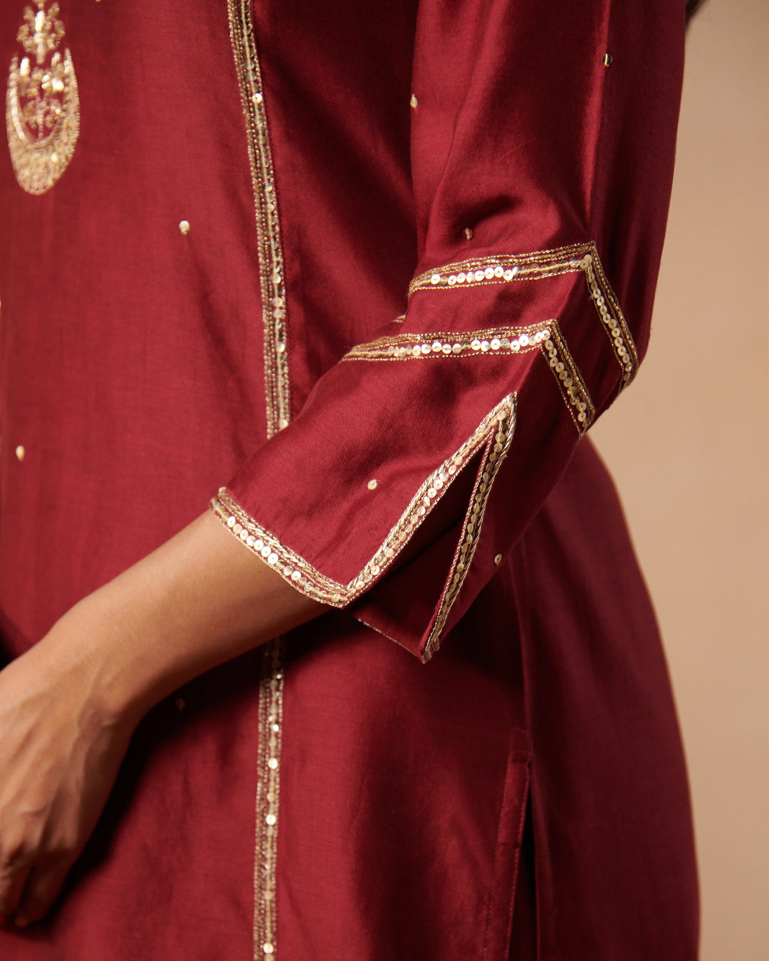 Roshanara Meher Ruby Red Kurta
