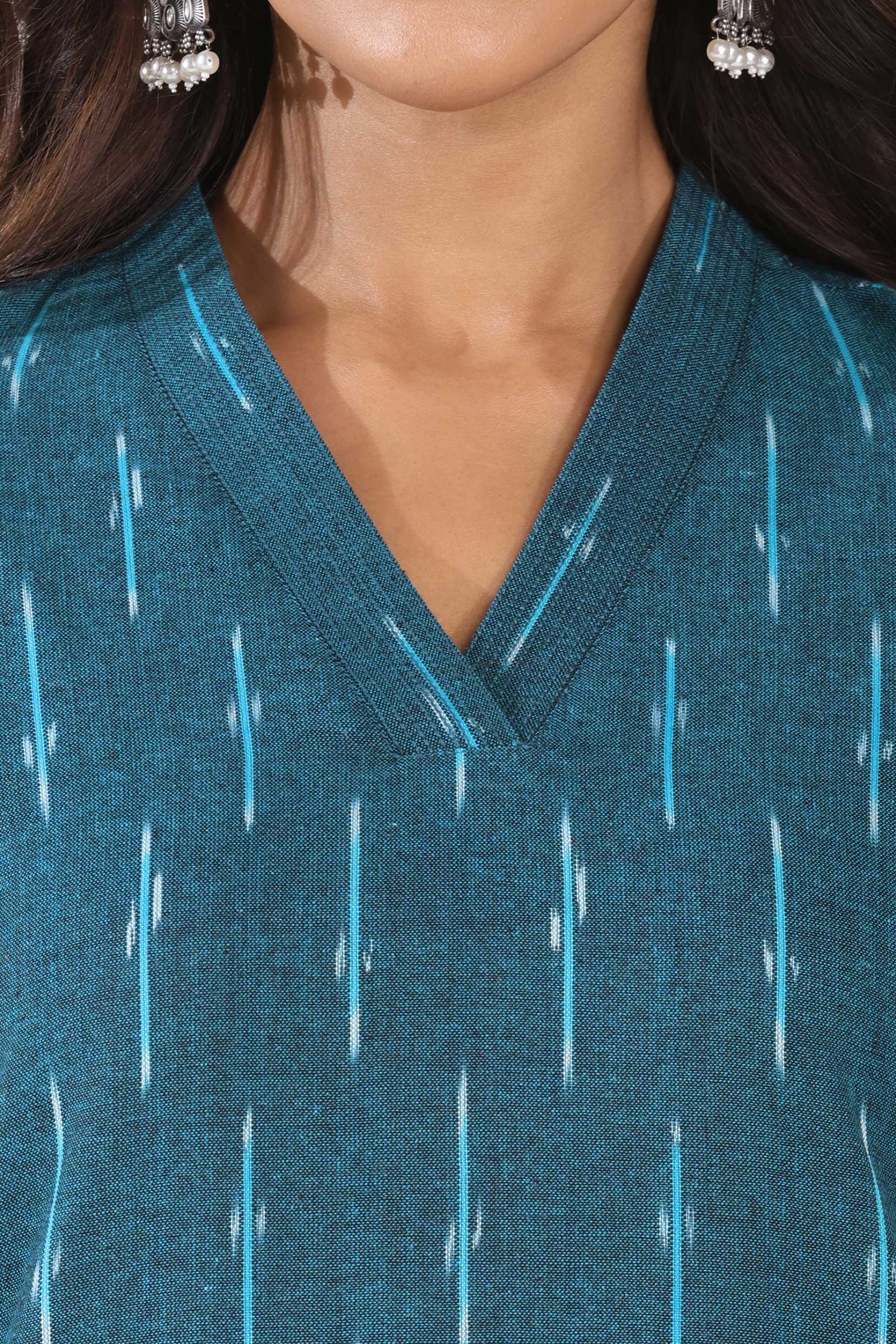 Gulbarg Rumaisa Blue Ikat Kurta