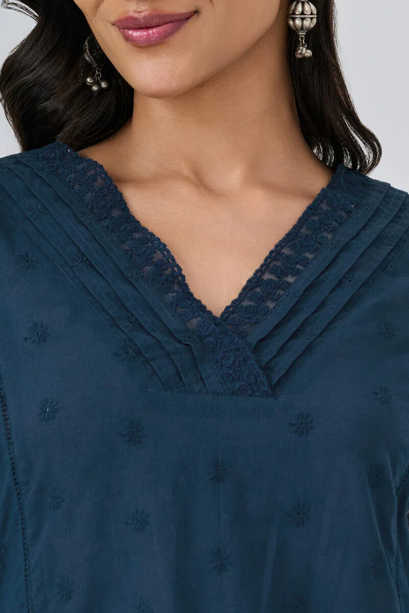 Surplus: Roza Aafiyah Navy Blue Kurta