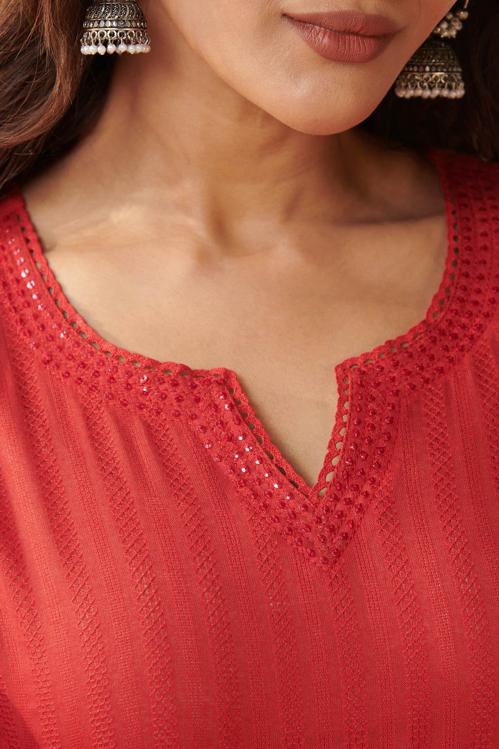 Surplus: Roza Tara Brick Red Kurta