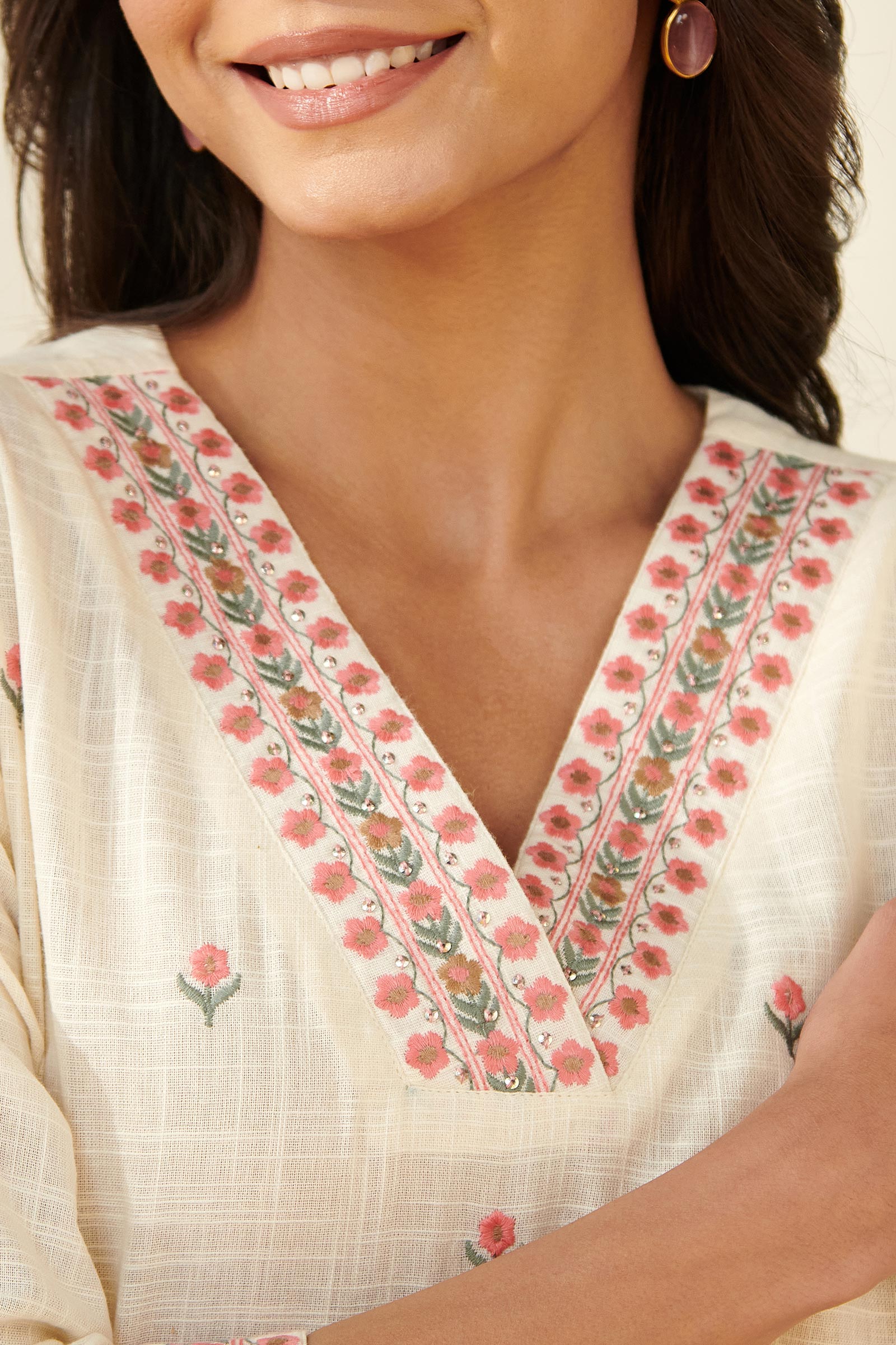 Mehraab Rabiya Cream Kurta