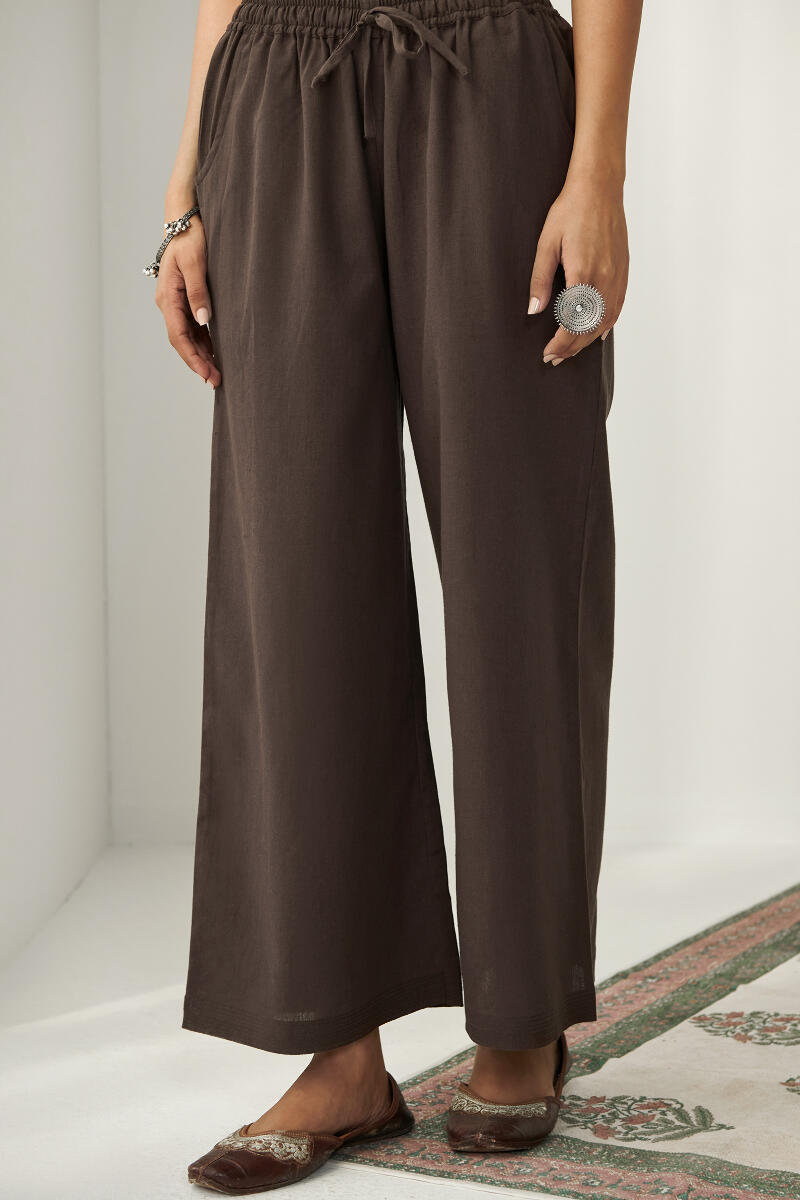 Roza Brown Flax Cotton Farsi