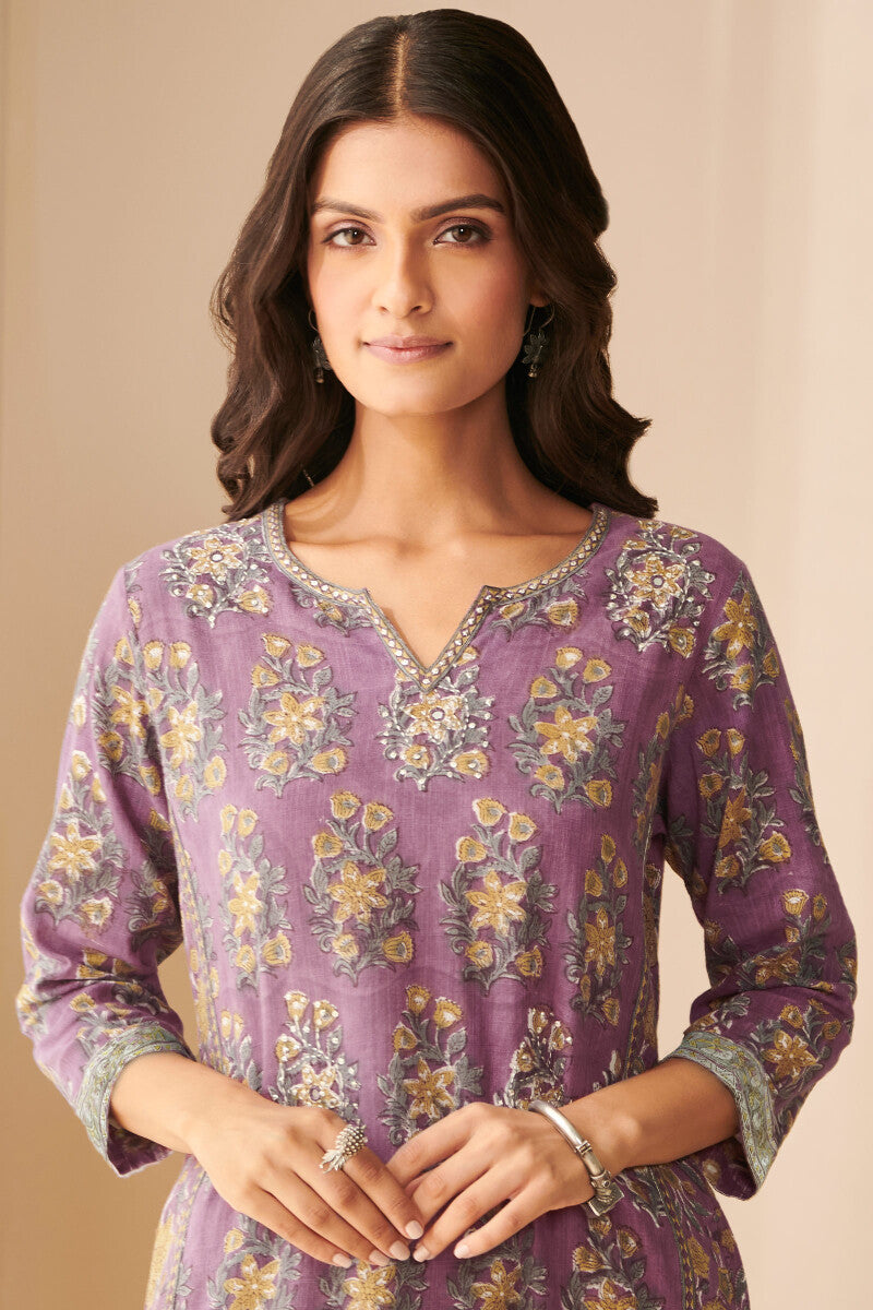 Gauhar Sahana Purple Sanganeri Kurta