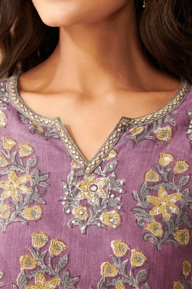 Gauhar Sahana Purple Sanganeri Kurta