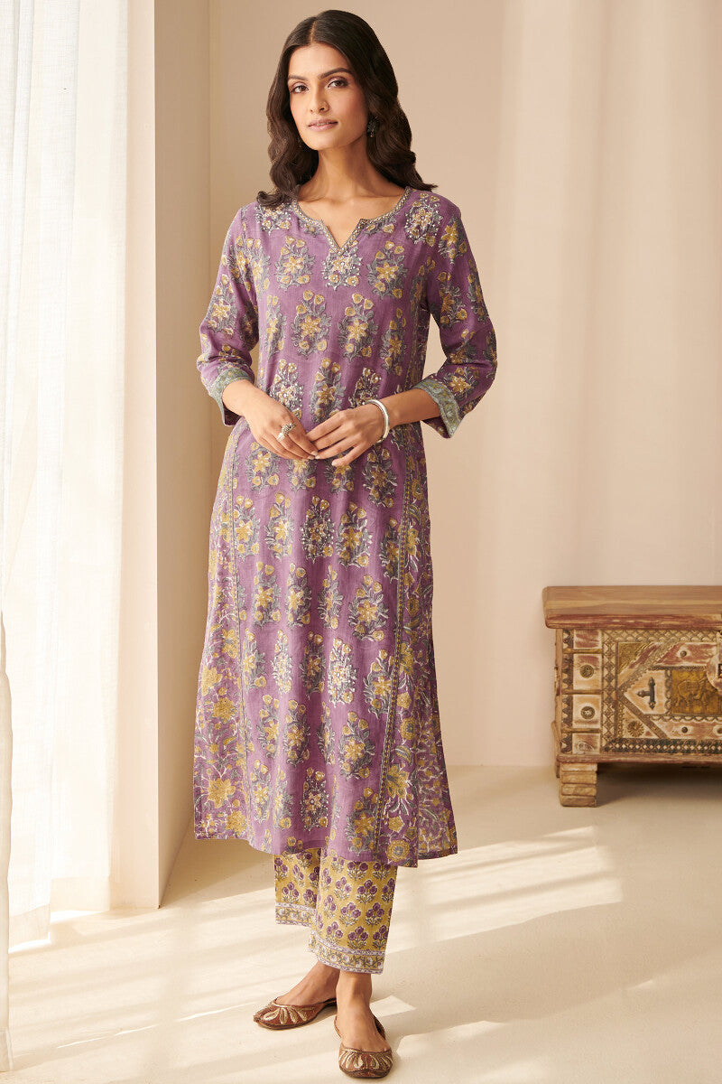 Gauhar Sahana Purple Sanganeri Kurta