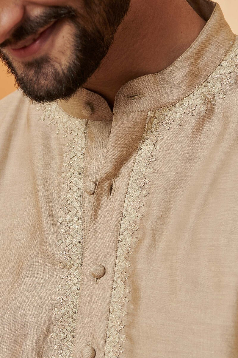 Shirin Rehan Gold Chanderi Kurta