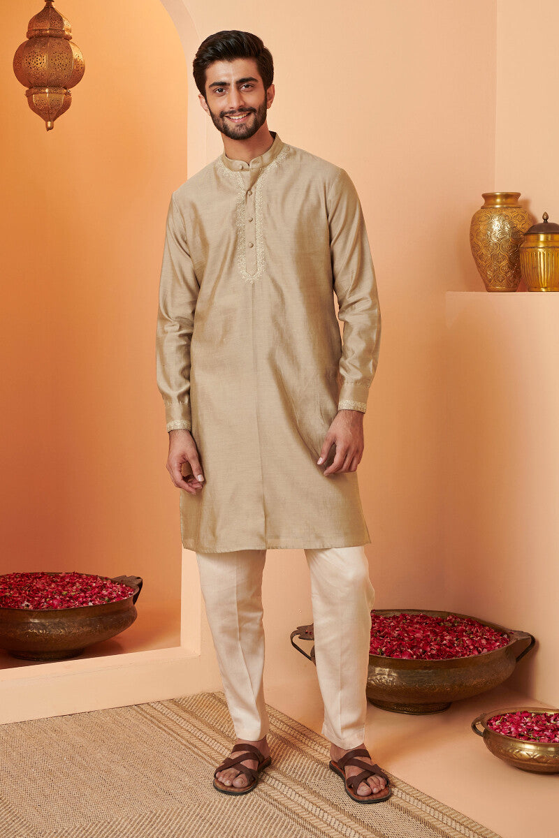 Shirin Rehan Gold Chanderi Kurta