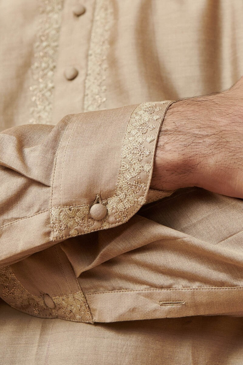 Shirin Rehan Gold Chanderi Kurta