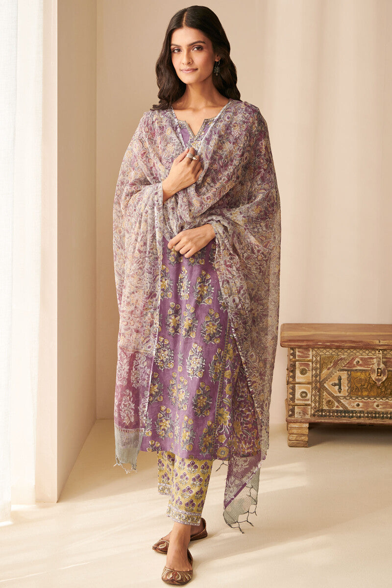 Gauhar Sahana Purple Sanganeri Kurta