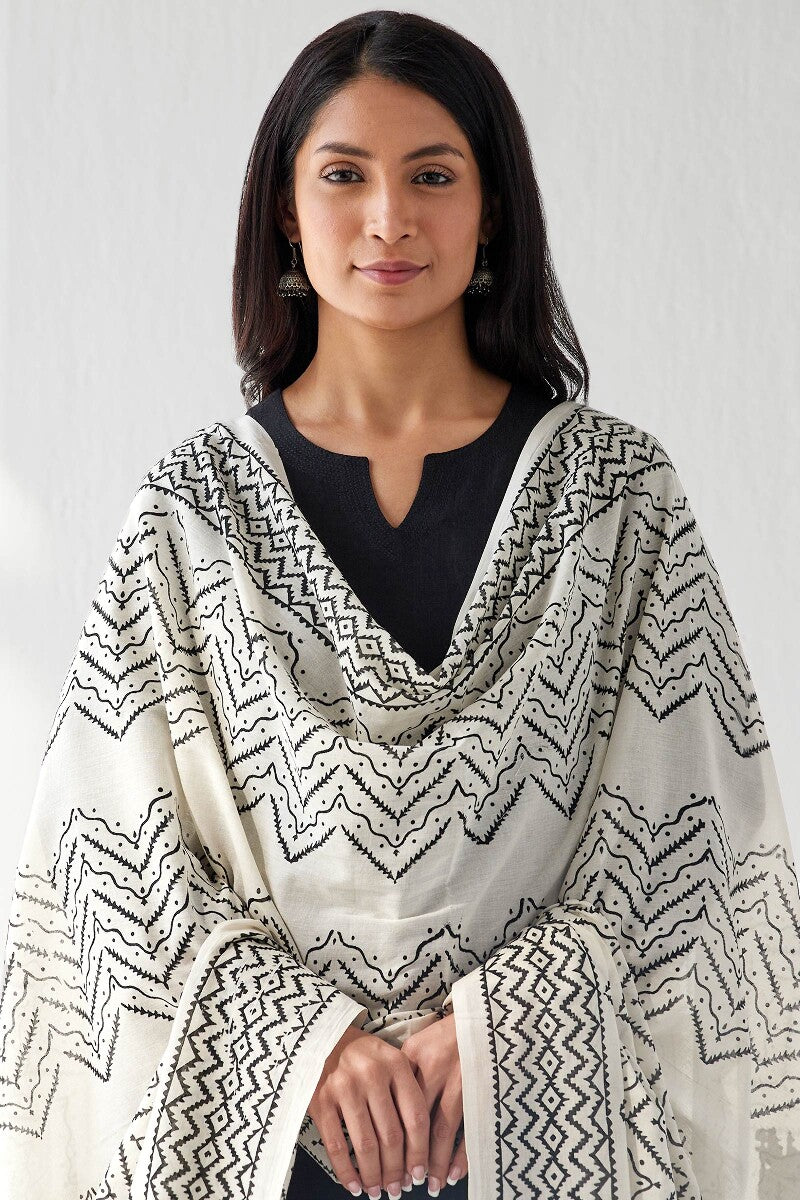 Sehra Zoya White Sanganeri Dupatta