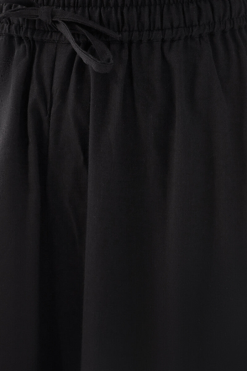 Sehra Zoya Black Rayon Slub Izhaar Pants