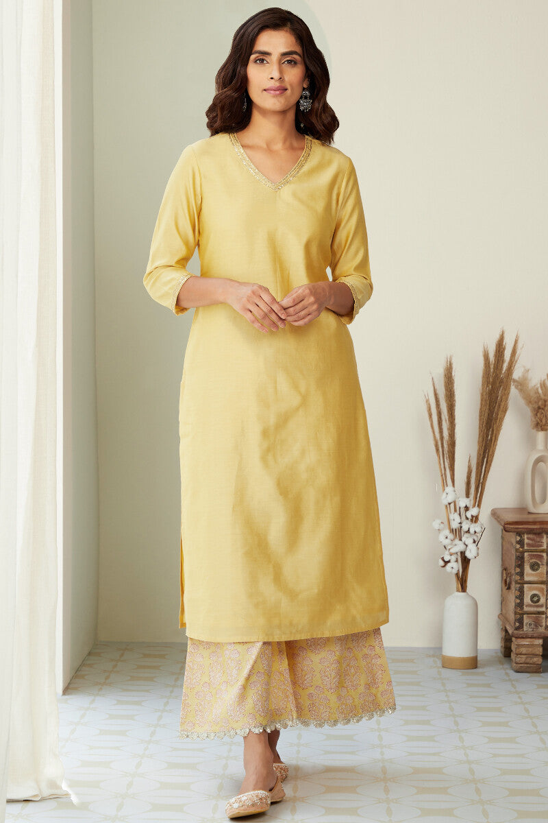 Mehrunissa Zeinab Yellow Chanderi Kurta