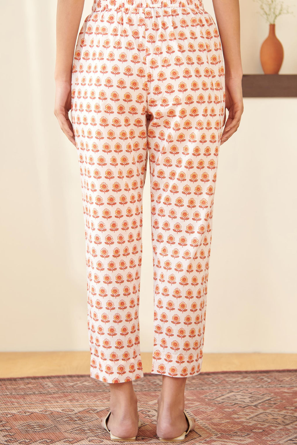 Mehraab Mehr White Sanganeri Narrow Pants