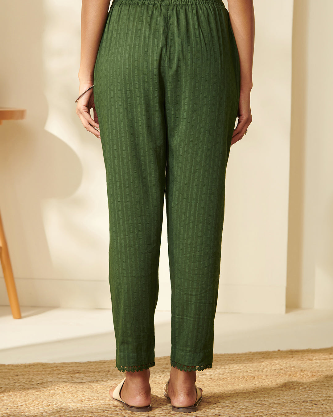 Roza Zunaira Forest Green Narrow Pants
