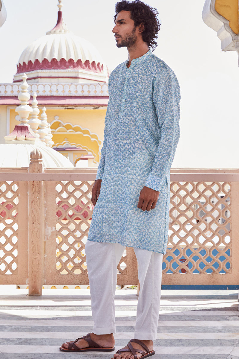Ruzain Chanderi Block Printed Kurta
