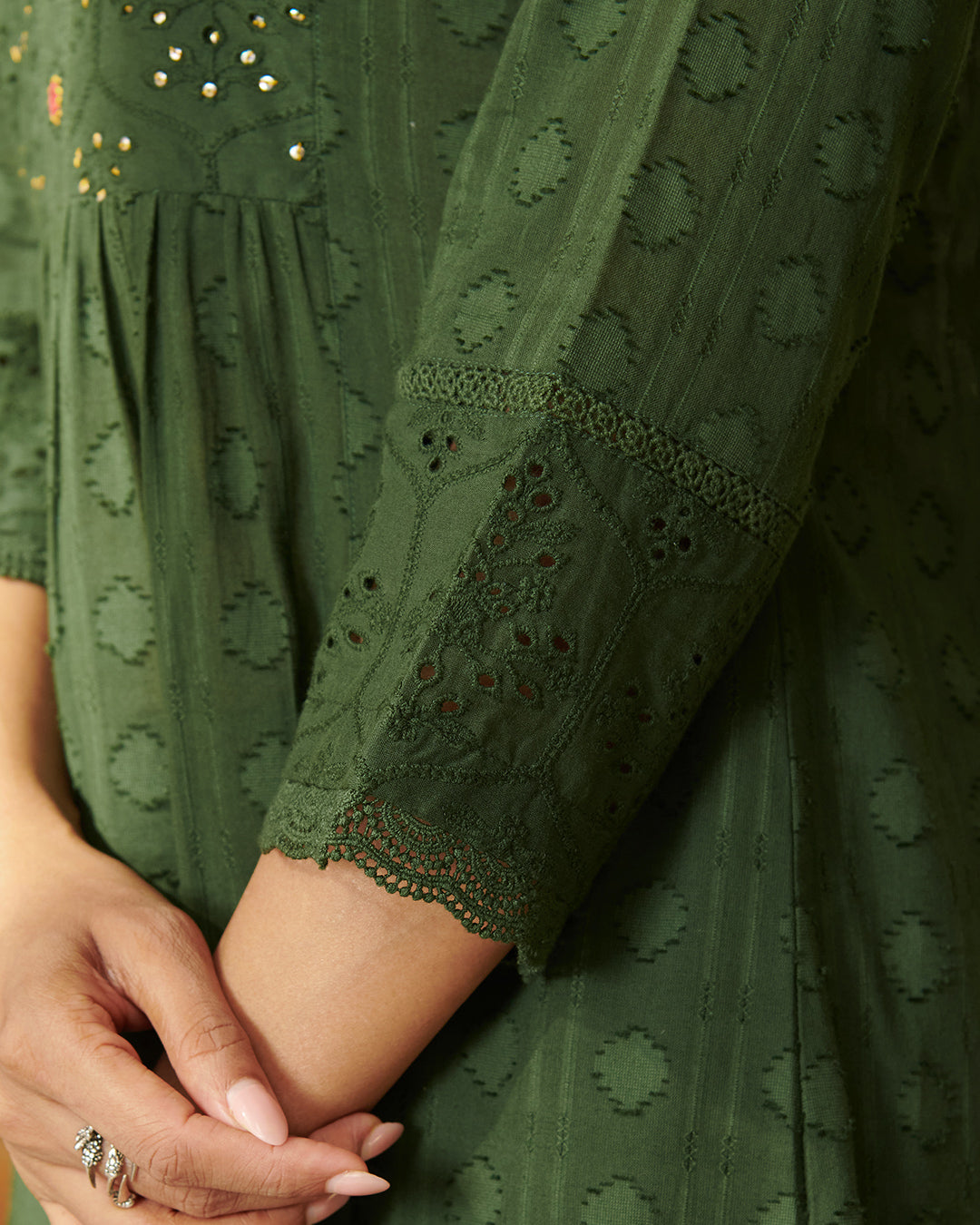 Roza Zunaira Forest Green Kurta