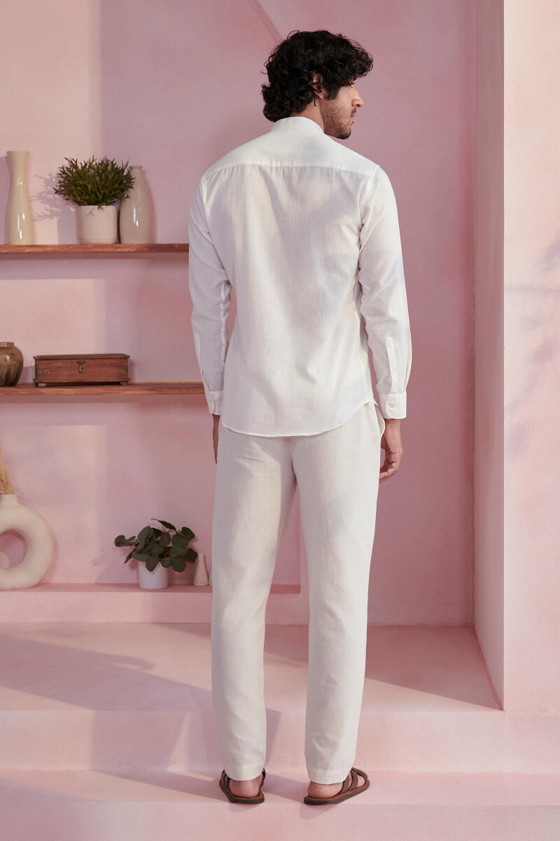 Zaid White Handloom Shirt
