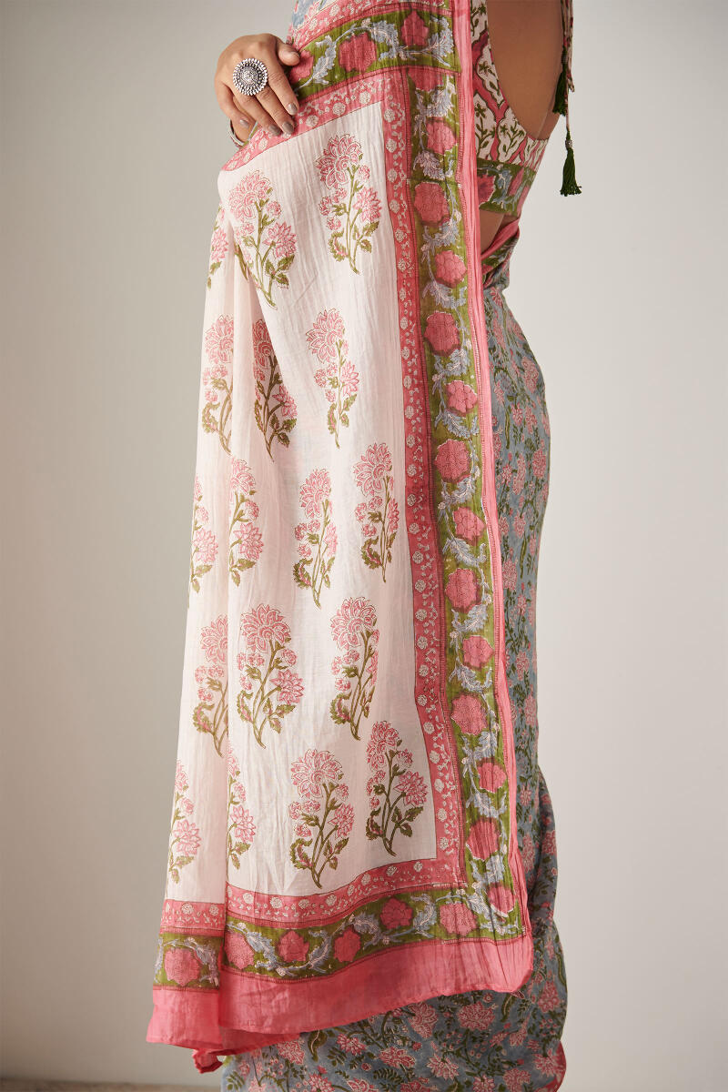 Nasrine Farah Sanganeri Cotton Silk Saree