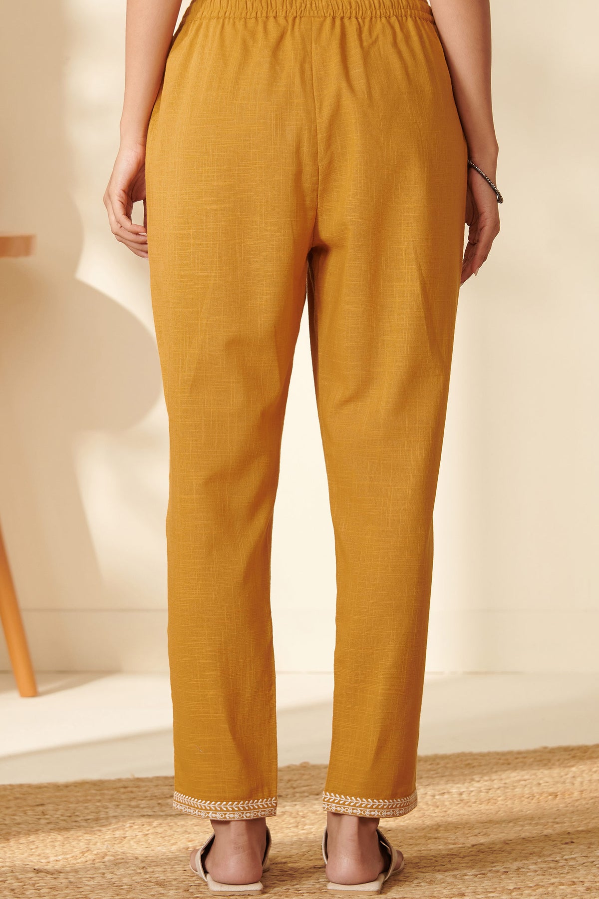 Mehraab Bano Mustard Narrow Pants