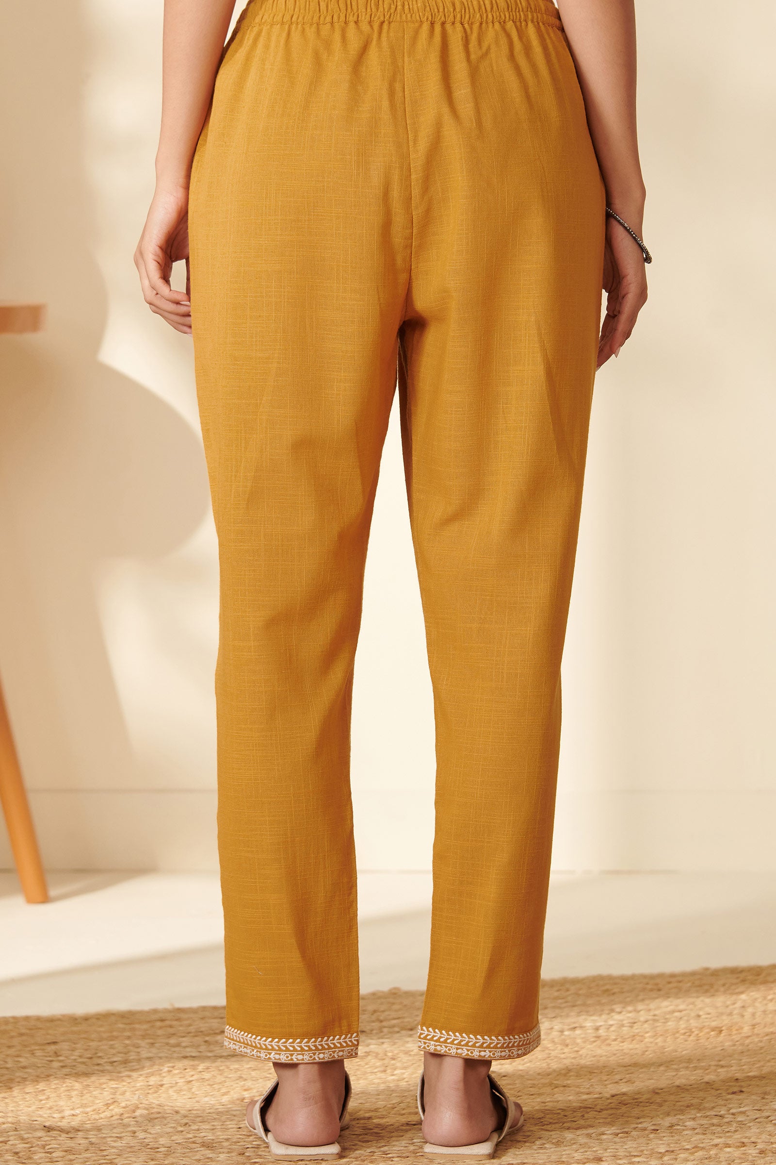 Mehraab Bano Mustard Narrow Pants