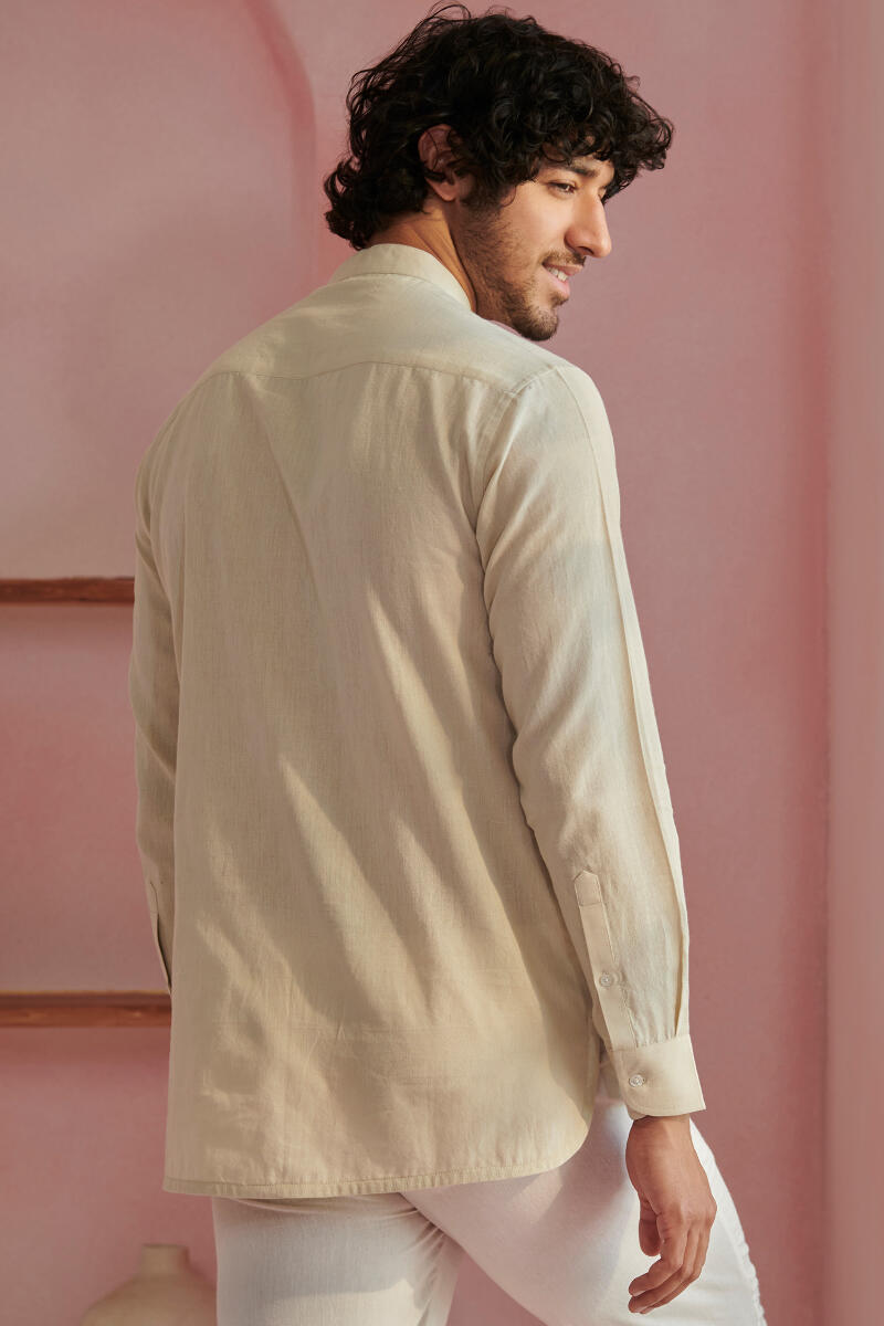 Zaid Beige Handloom Shirt