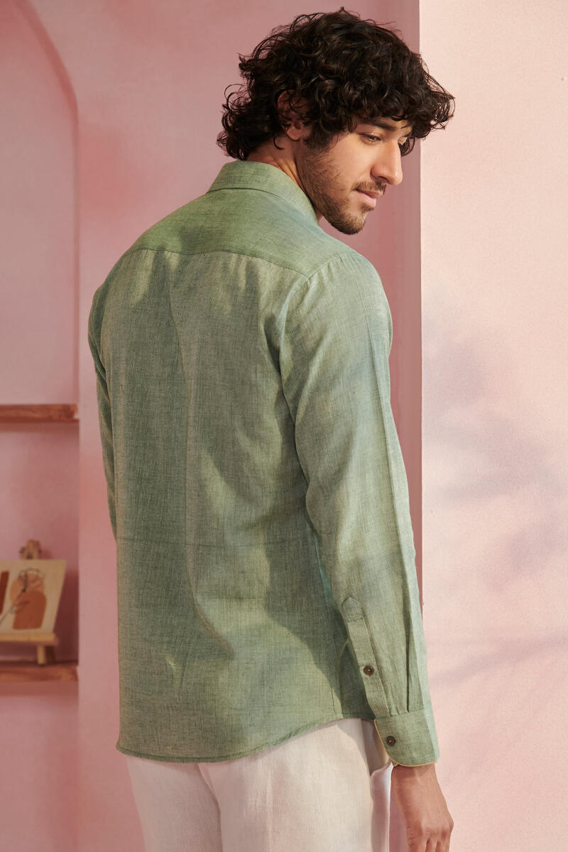 Zaid Sage Green Handloom Shirt