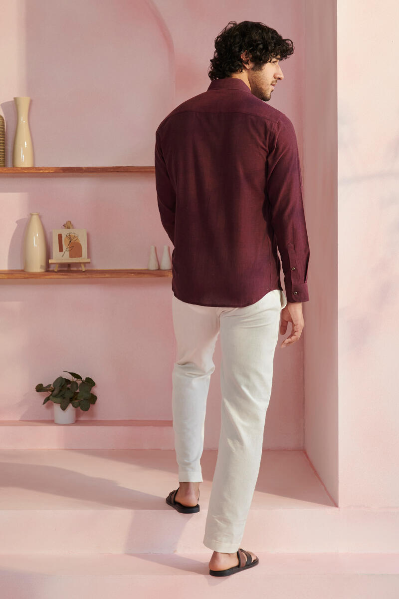 Zaid Wine Handloom Shirt