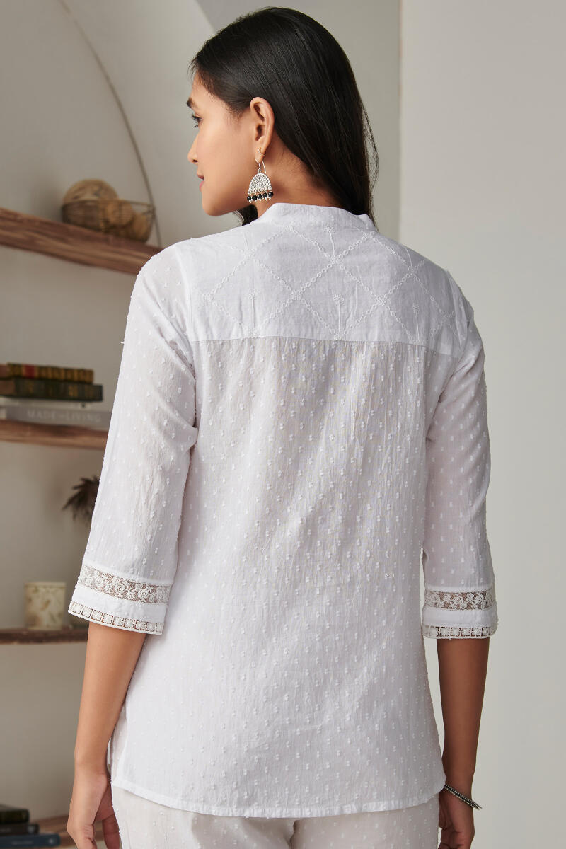 Raahat Raiza White Schiffli Top