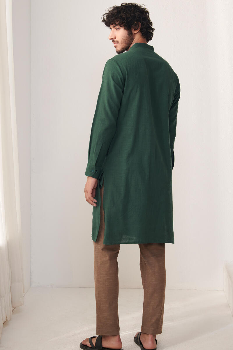 Zaid Forest Green Handloom Kurta