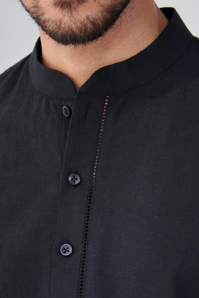 Zaid Black Handloom Kurta