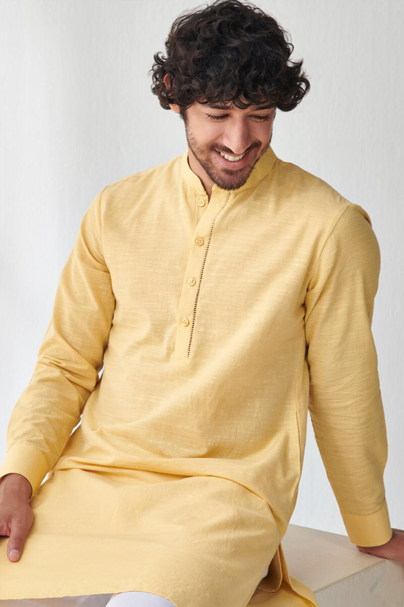 Zaid Yellow Handloom Kurta
