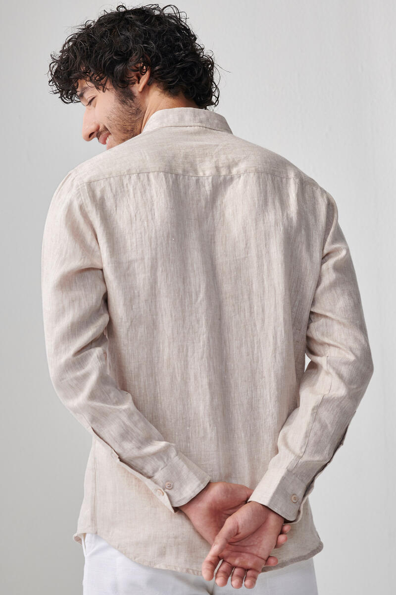 Zaid Beige Linen Shirt