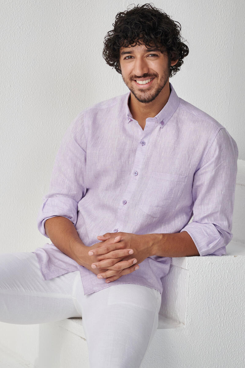 Zaid Purple Linen Shirt