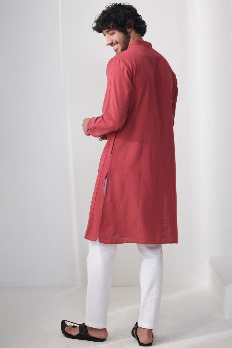 Zaid Red Handloom Kurta