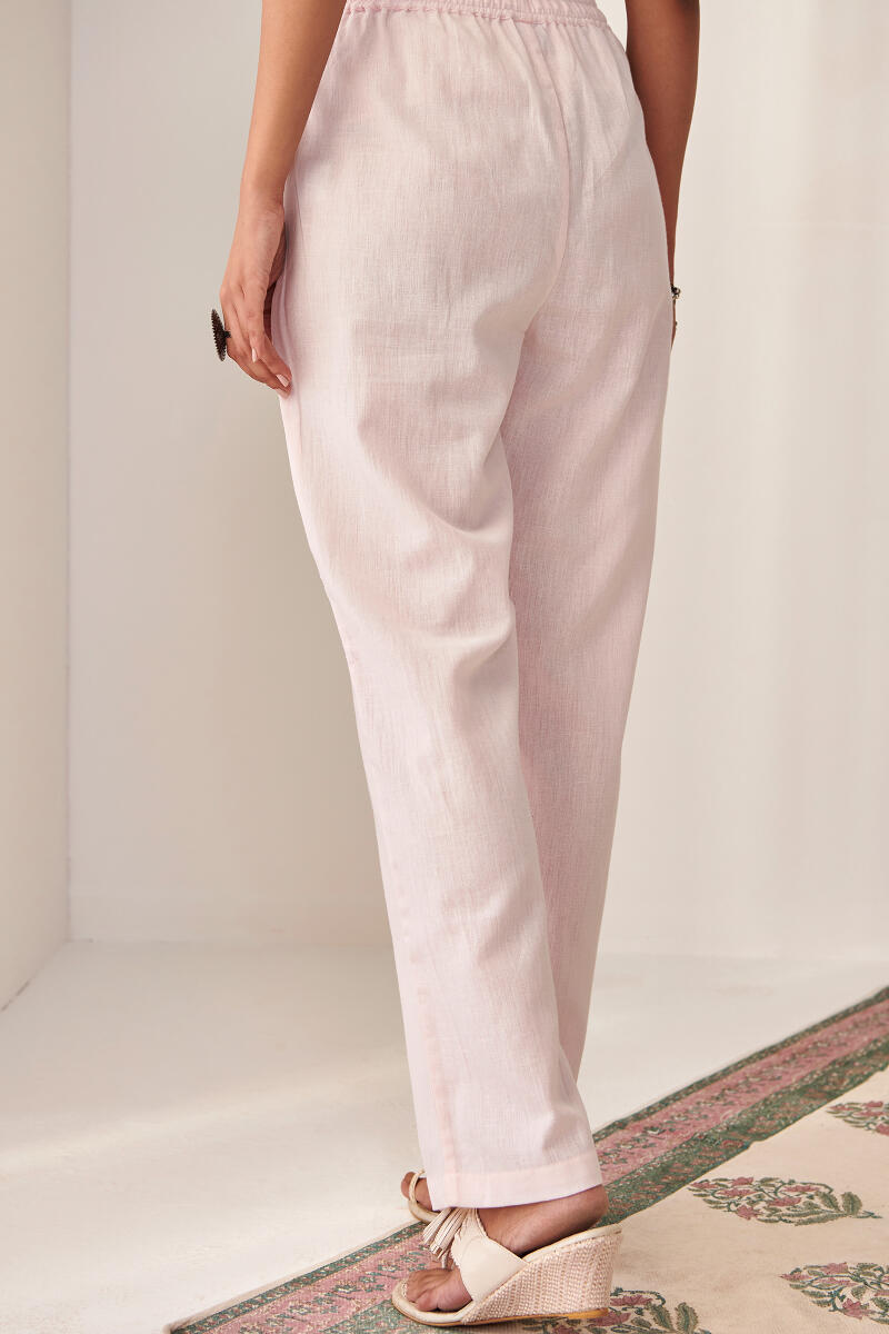 Roza Light Pink Flax Cotton Pants