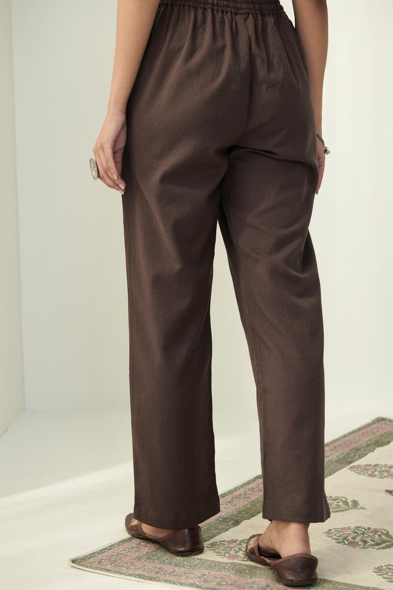 Roza Brown Flax Cotton Pants