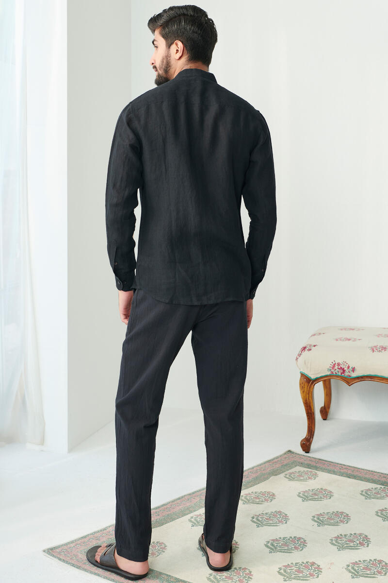 Zaid Black Linen Shirt