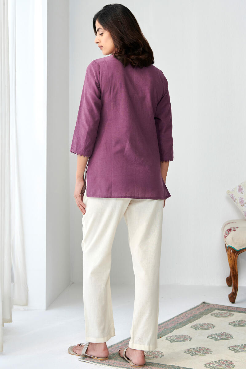 Kashida Purple Handloom Top