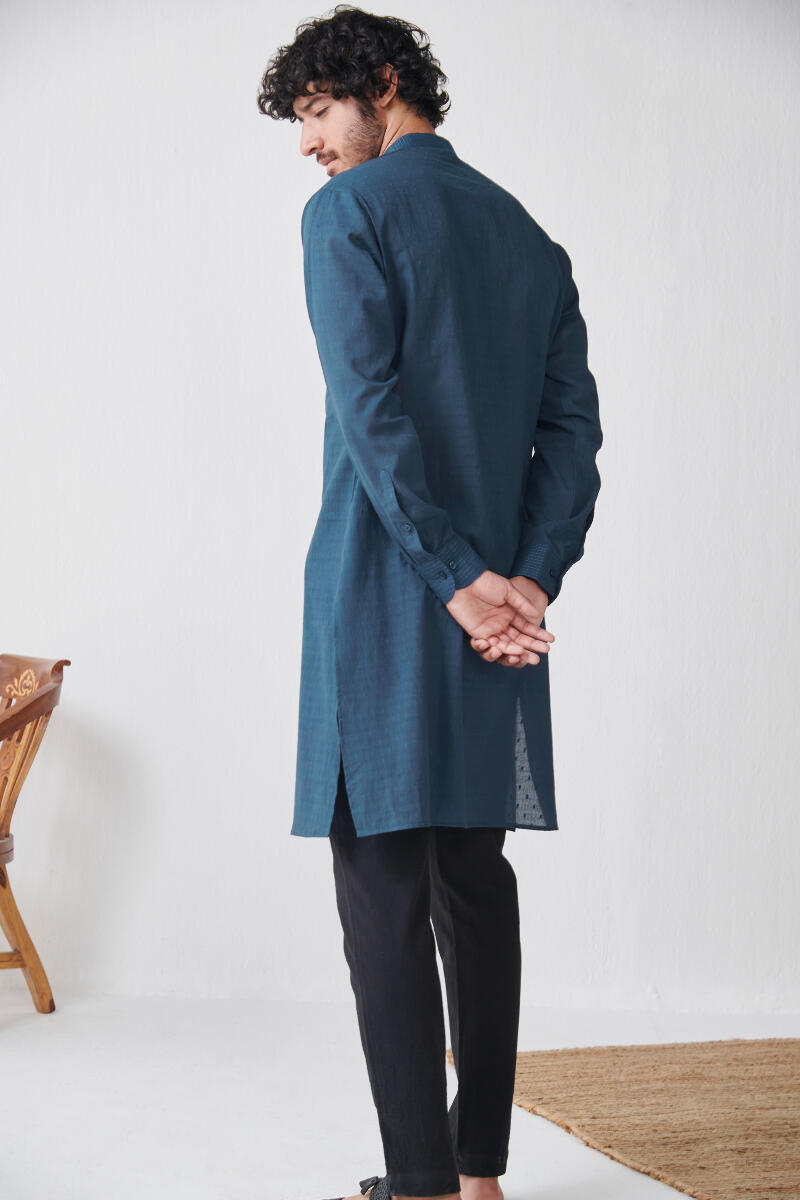 Zaid Vivaan Blue Ram Buta Kurta