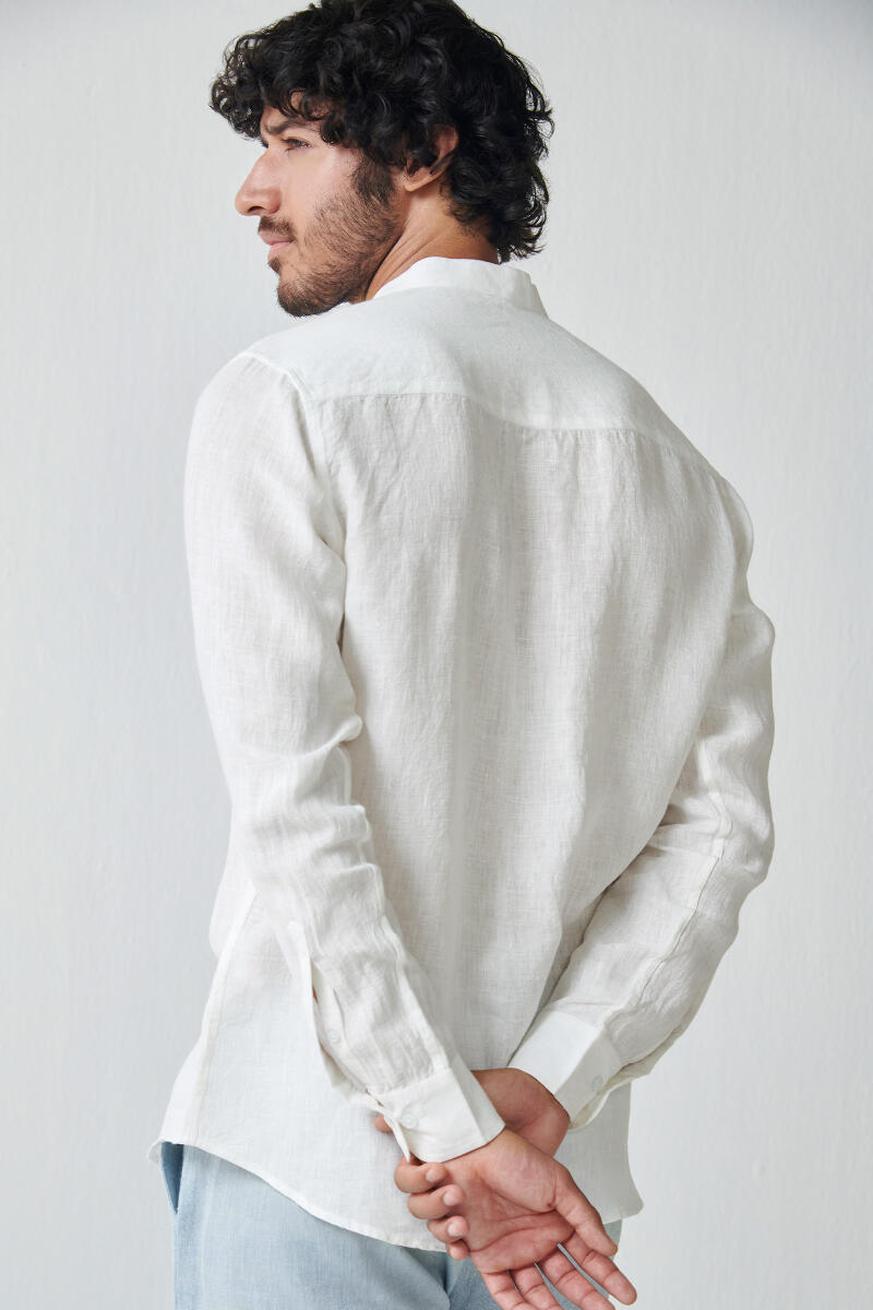 Zaid White Linen Shirt