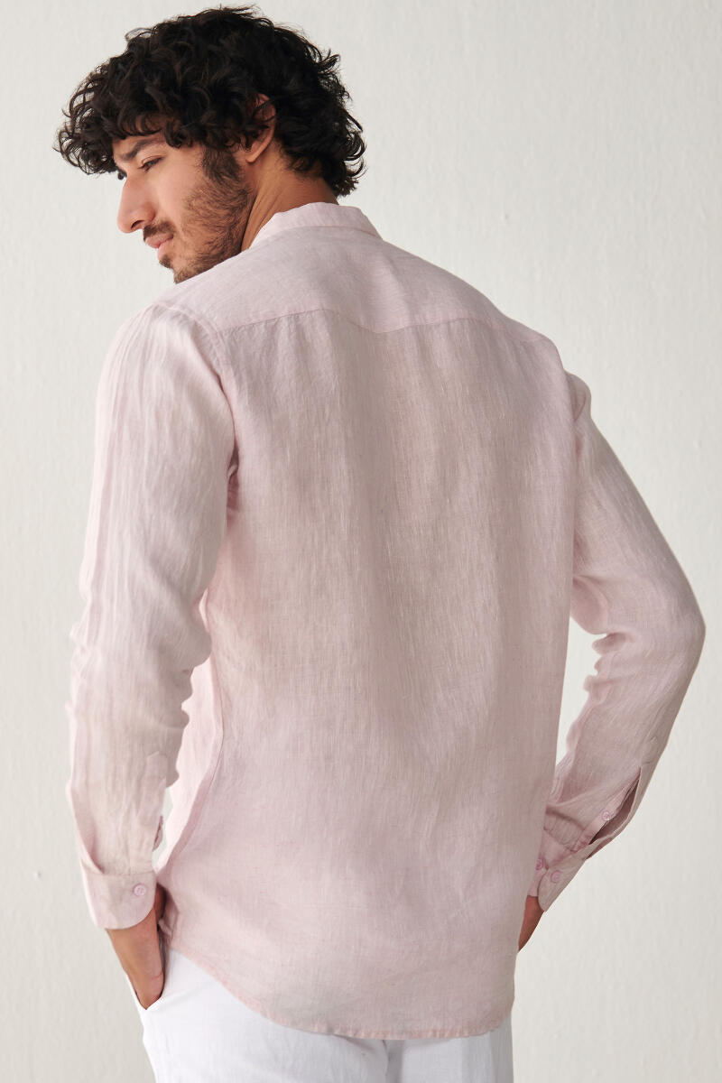 Zaid Pink Linen Shirt
